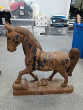Large Folk Art Wooden Carved Horse 42cm Long (Off)