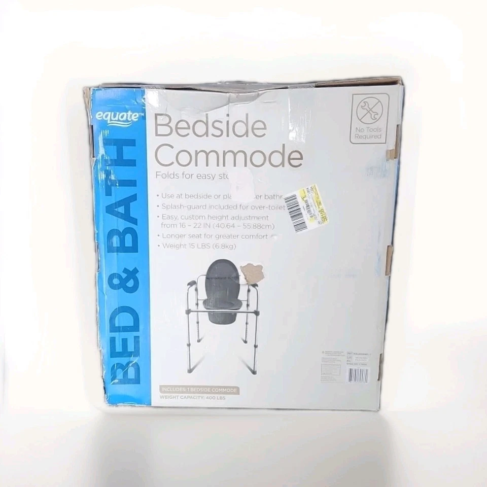 Equate FBL710007 Steel Foldable 3-in-1 Bedside Toilet Commode 400lb Capacity  W2 - Image 4 of 4