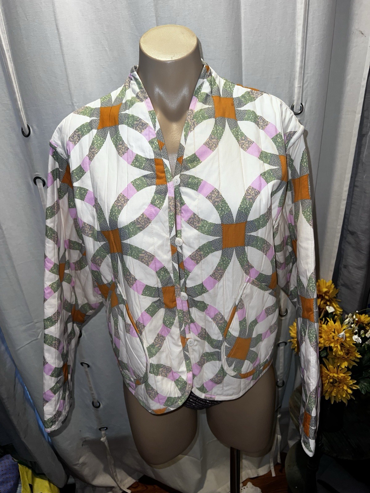 Patchwork Quilted Double Wedding Jacket Size M - image 1