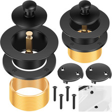 2Pcs Matte Black Tub Drain Kit and Overflow Kit with Two-Hole Overflow