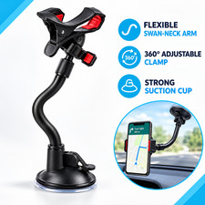 360  Car Windshield Mount Holder Suction Cup Long Gooseneck Cell Phone GPS Stand