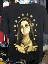 Vintage y2k famous stars and stripes tattooed ink mexico day of dead girl shirt