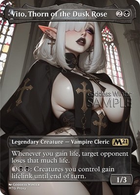 MTG - Vito, Thorn of the Dusk Rose - Fanart Borderless Style - EDH / Playtest