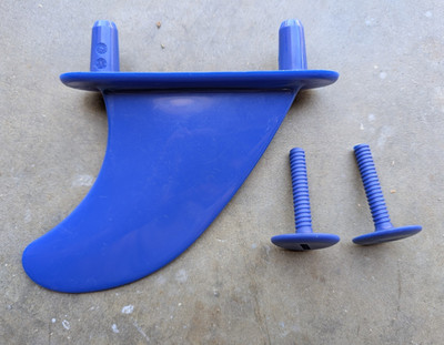 Genuine Blue OEM Wavestorm Surfboard Fin w/ 2 Screws - 8  Soft Top Replacement
