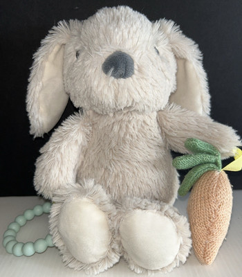 Cloud Island Off White Bunny Rabbit Carrot Soft Plush Stuffed Stitched Eyes 10 