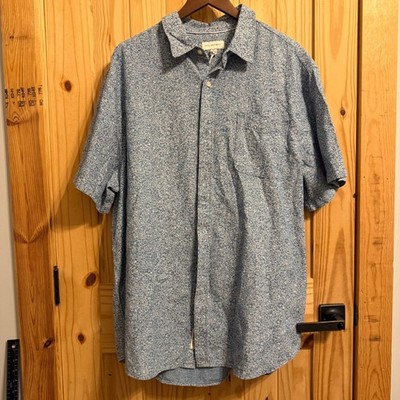 Free Assembly Mens 3XL Blue Floral Short Sleeve Button Down Cotton Shirt