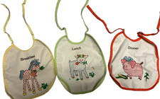 Vintage Baby Bibs Farm Animals Breakfast Lunch Dinner Collectible Or Prop