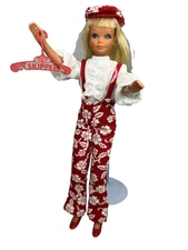 Vnt Barbie 1970 Skipper Super Slacks Complete Except Glasses Malibu Doll & Stand