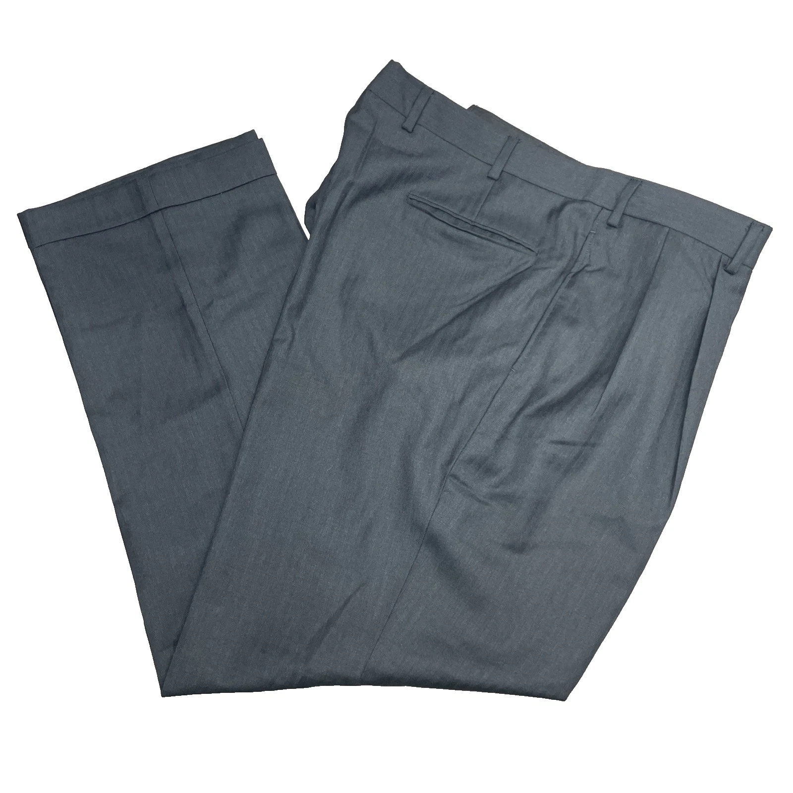 Jos A Bank Executive Mens 40 x 30.5 Black Dress Pants Wool Pleated Herringbone