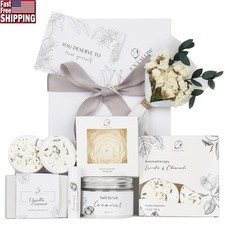 Handcrafted Spa Gift Box Women Relaxation Gift Set W/ Soap Scrub Candle Balm New