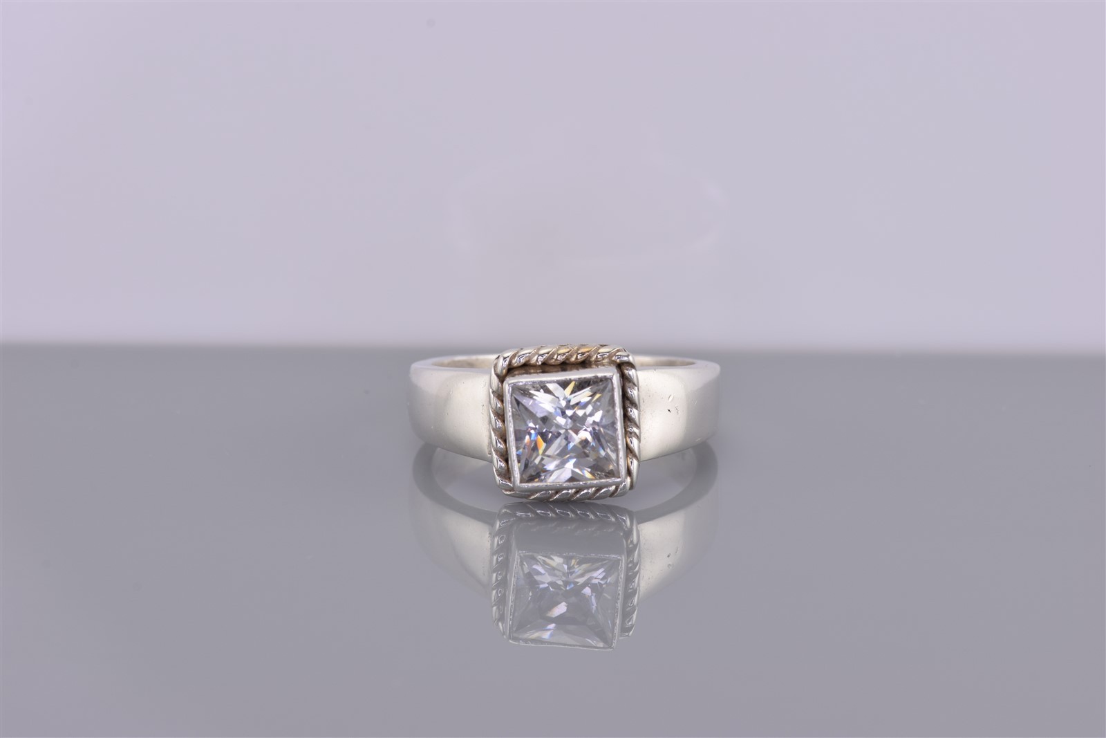 Sterling Silver Offset Square Cable Cubic Zirconi… - image 7