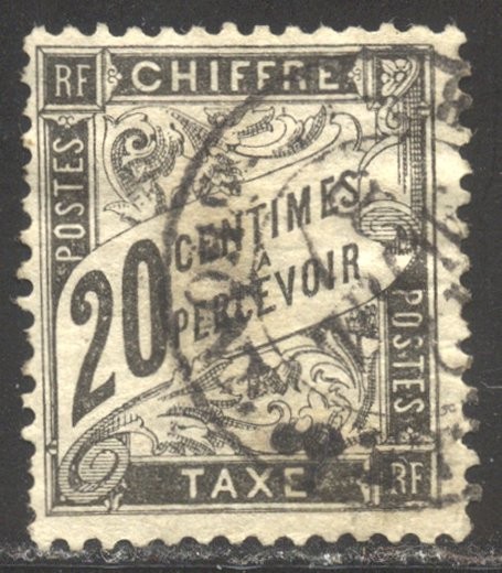 FRANCE #J18 Used - 1882 20c Black, Postage Due ($140)