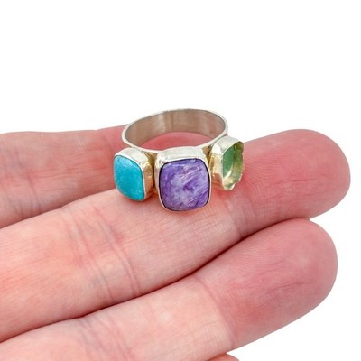 MISSING STONE | DTR Turquoise Charoite | Sterling Silver 925 | Size 7.5