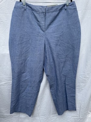 NWT Talbots Perfect Crop Curvy Fit Pants Chambray 18W Elastic Waist Beach Preppy