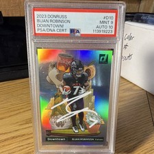2023 Panini Donruss Downtown Bijan Robinson Rookie Auto PSA9AUTO10 Falcons D-10