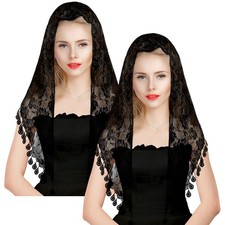 2 Pcs Mass Veil Triangle Mantilla Cathedral Head Covering Chapel Veil Latin Scar