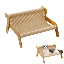 Cat Lounger Scratcher Cats Sisal Chair, Pet Scratch Lounge, Wooden Cat Bed Ro...