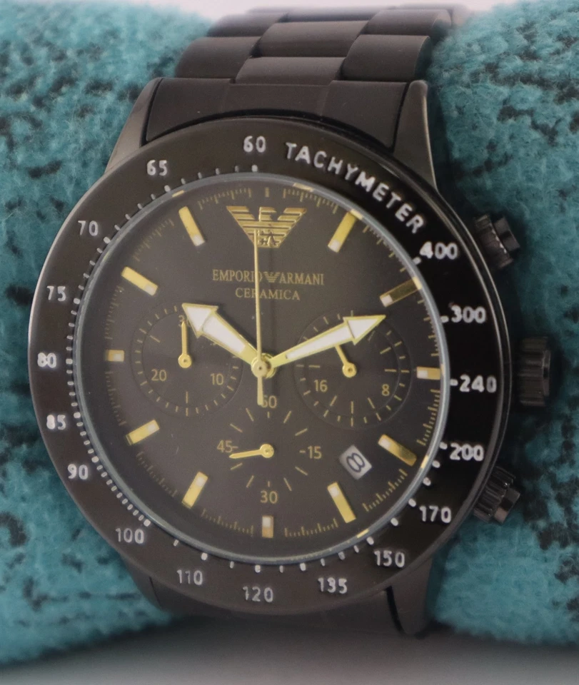 Reloj Pulsera Casual Armani Hombres Cronógrafo Esfera Negra 'Fecha' Funcionamiento Banda Acero Foto 2 de 4