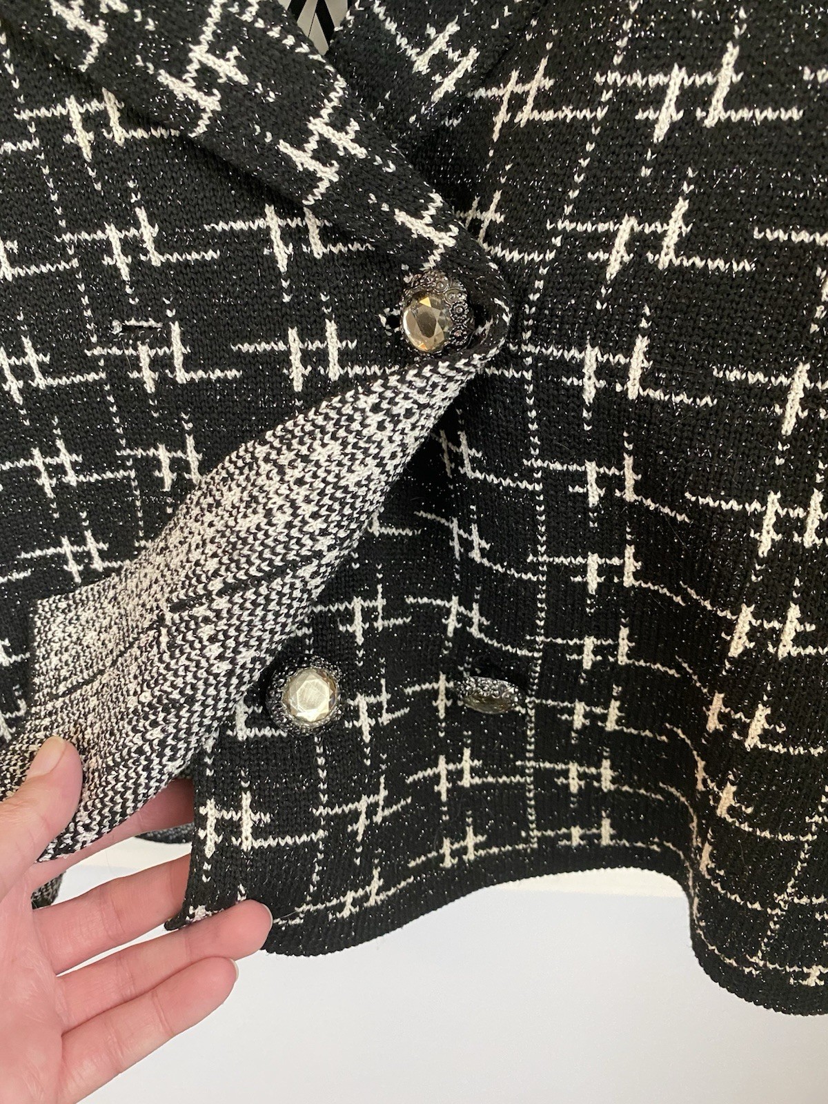 FILA Giacca maglia Zara nuova con etichetta nera + bianca con fili scintillanti metallizzati doppi bottoni file