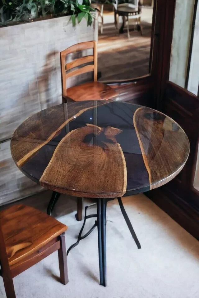 Elegant Black Epoxy Coffee Table - Handcrafted Resin Furniture Unique Modern art-image