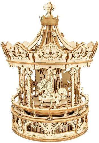 ROKR 3D Wooden Puzzles Romantic Carousel DIY Music Box Model Kits Adult Gift - Picture 2 of 7