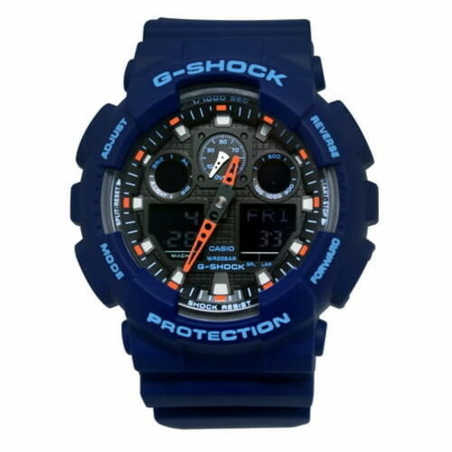 【希少】G-SHOCK GA-100L ネイビーブルー×オレンジ GA100L-2A | Magnetic Resistant G-SHOCK Analog Digital Watch