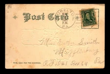 1907 Laurelton PA Doane Crisp Cancel Card - L28009