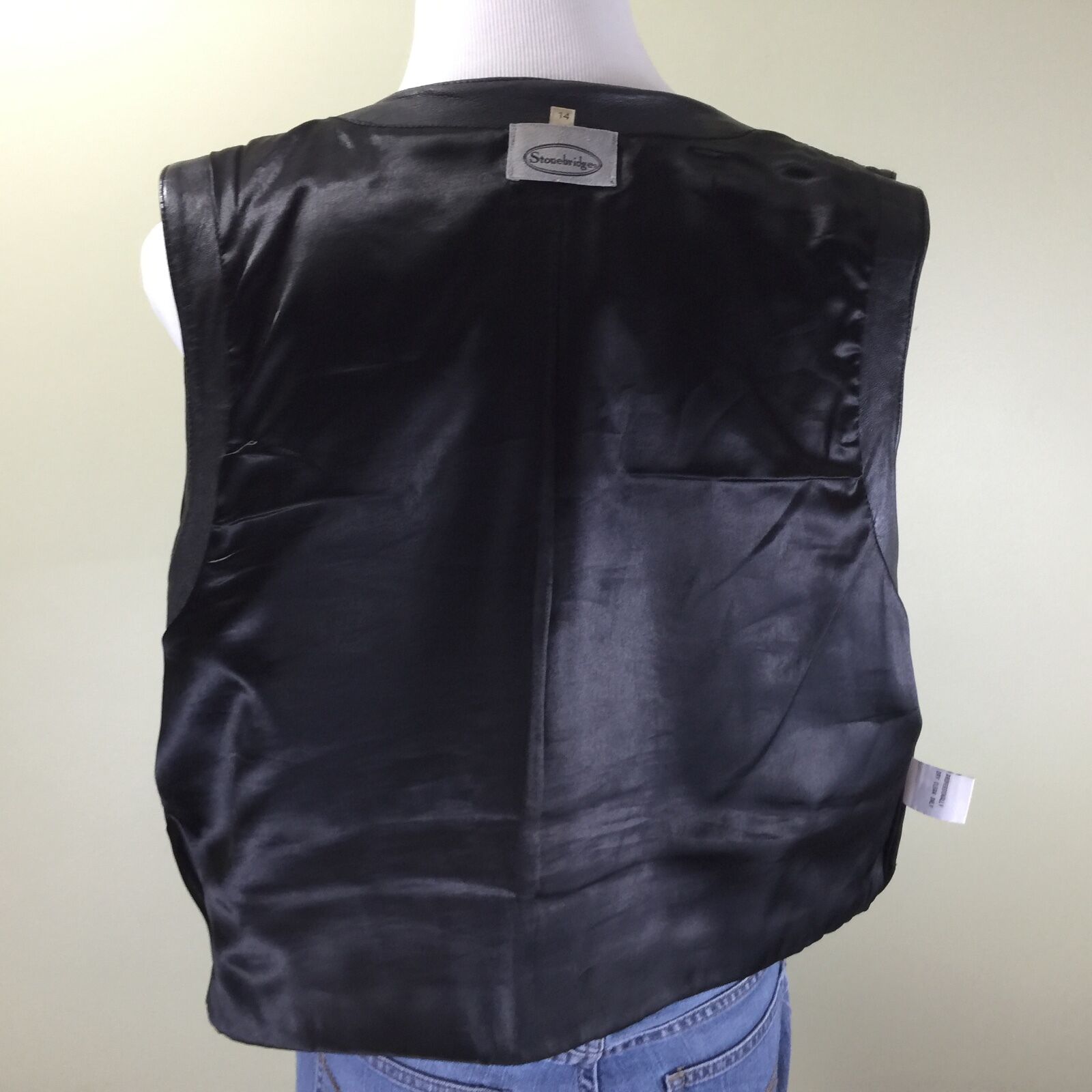 STONEBRIDGE Womens Sz 14 Black Leather Vest Motor… - image 10