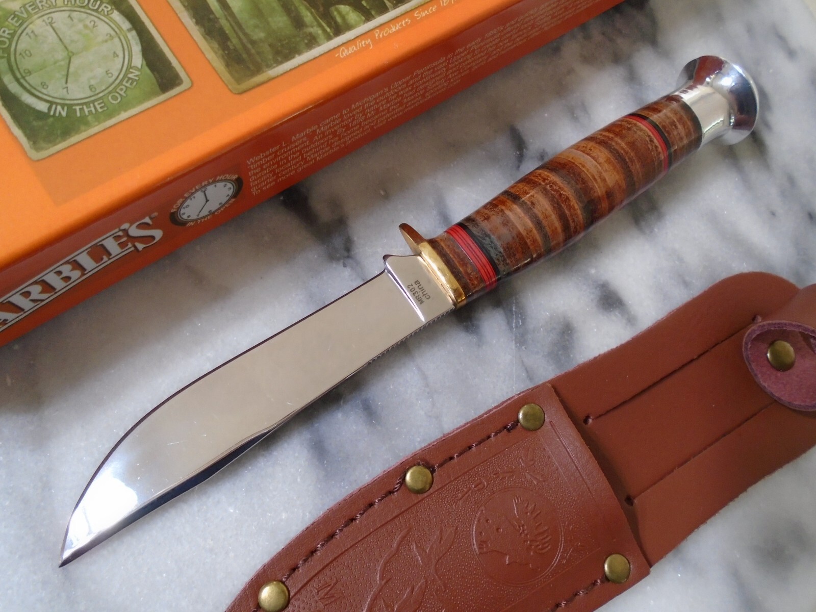 Marbles Small Bowie Skinner Fixed Blade Knife Leather Hunter MR302 7.50