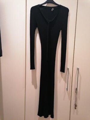 Jumper Dress Black Midi UK Size 10/12 Ribbed with tie at front. Lovely. |  eBay UK