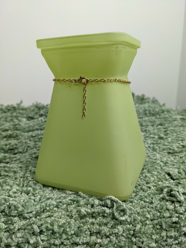 Glas matt grün Vase Blumenbehälter 5" verziert mit Metall Rose Halskette - Bild 7 von 11
