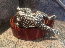 Huge Kieselstein-Cord Sterling Toad Buckle with Brown Alligator Belt Size 1