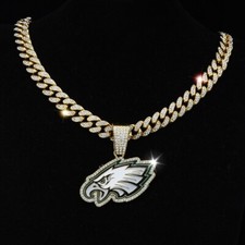 Philadelphia Eagles NFL Unisex Personalized Hip Hop Cuban Chain Zircon Necklace