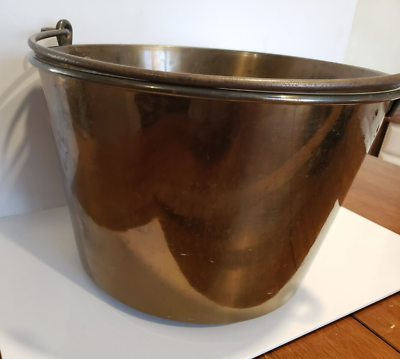 Antique 8.5 in tall Round Bottom Brass Pail Bucket Late 1800's