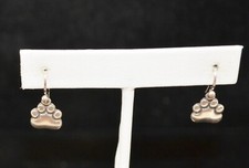 Sterling Silver Cute Little Paw Print Dangle Earrings FMC865
