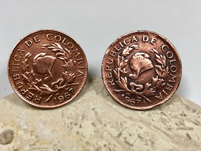 Colombia Coin Cuff Links Colombian One Centavos Custom Made Vintage and Rare 