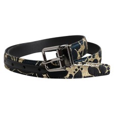 DOLCE & GABBANA Belt Multicolor Jacquard Leather Logo Buckle 90cm / 36in 610usd
