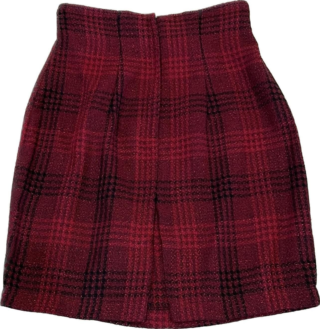 1980s Vintage Red Plaid Blazer & Slit Skirt LA BE… - image 2