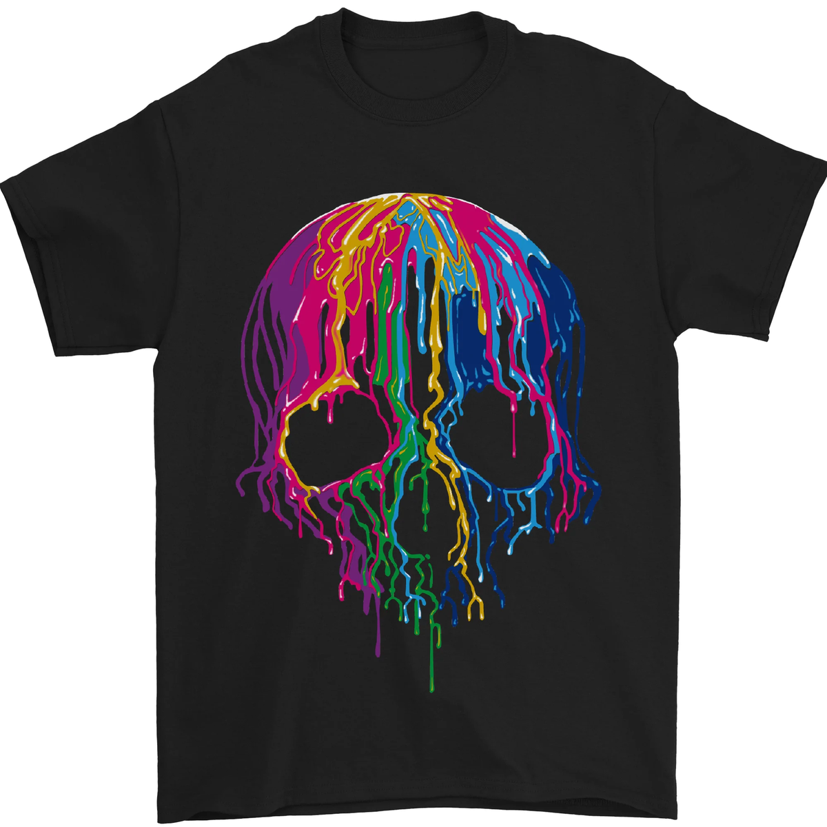 T-shirt Manica Lunga Uomo Gildan SoftStyle - Melting Skull Biker Moto Gotica