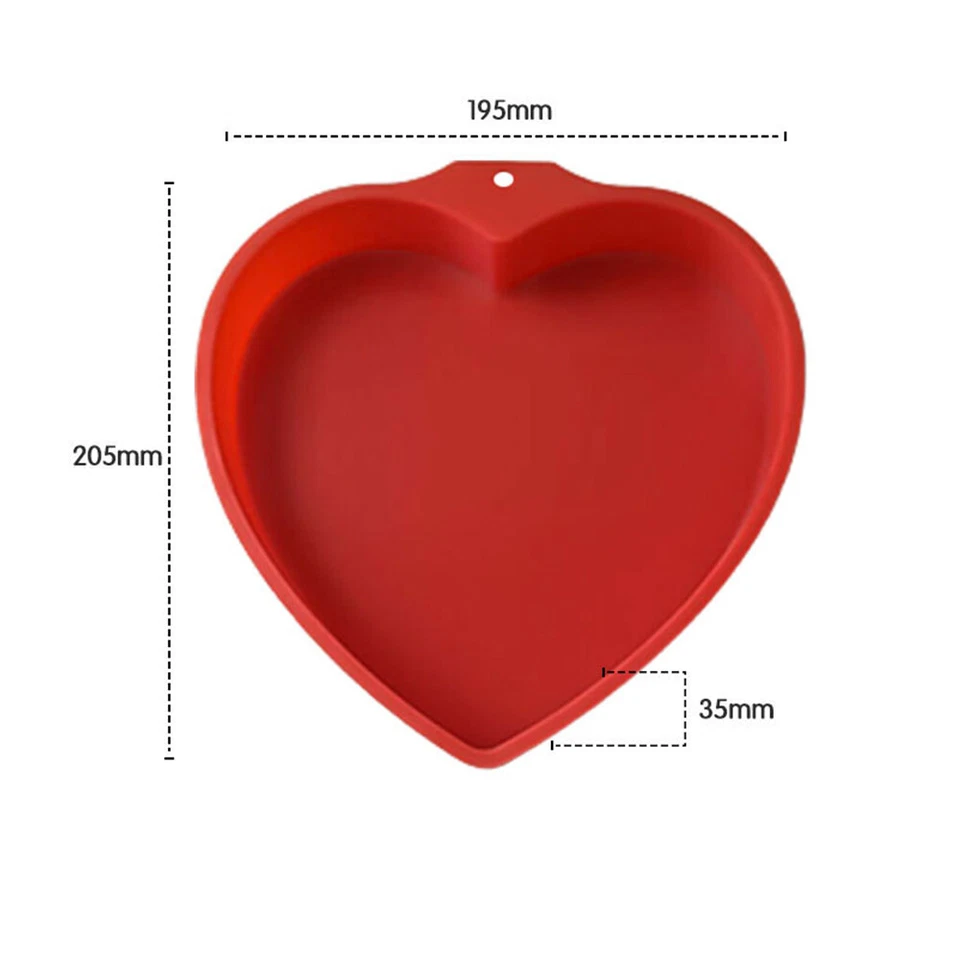 3pcs Herz geformt Kuchen Pfannen wiederverwendbar Antihaft-Silikon-Formen, Rot - Bild 2 von 4