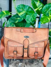 Village Leather Vintage Men Messenger Shoulder Bag Laptop Satchel Briefcase