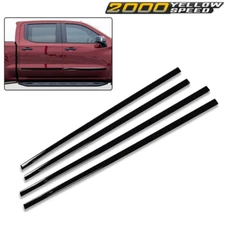 Body Side Molding Trim Black Fit For 2014-18 Silverado/Sierra Crew Cab Set Of 4
