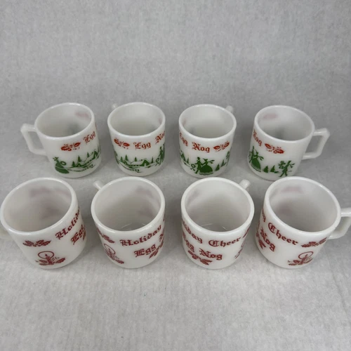 Tom & Jerry Eggnog Cups Set of 8 Cups Christmas Auld Lang Syne Vintage (4+4)
