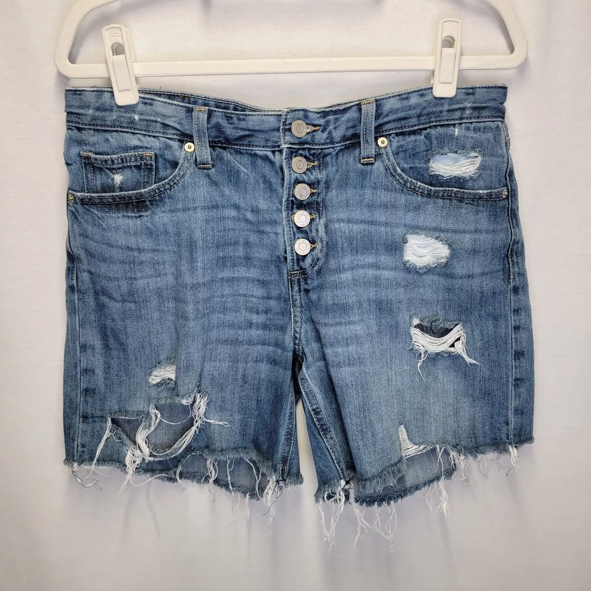 Lucky Brand Women's Size 8 Jean Shorts Boyfriend Short Button Fly Distressed