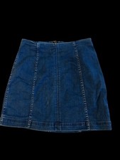 Free People Blue Jean Mini Skirt Women's 6 boho trendy-