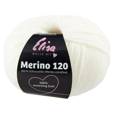Merino 120 von Elisa - Wolle mit Herz 50 g + kostenlose Anleitung nach Wunsch