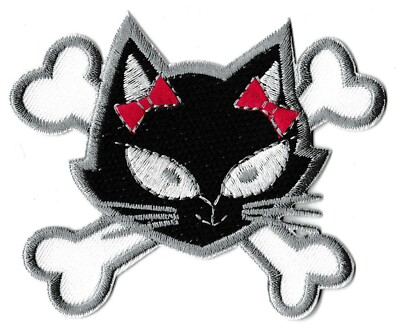 Patch Ecusson Thermocollant Tête de chat coloris blanc 3 x 3,50 cm