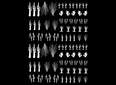 Mini Desert Cactus 90 pcs White Fused Glass Decals