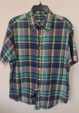 Ralph Lauren Button Up Shirt Mens XL Multicolor Plaid Short Sleeve Classic