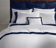 RALPH LAUREN 1pc KING ORGANIC COTTON SATEEN BORDER DUVET NAVY/WHITE NEW 470